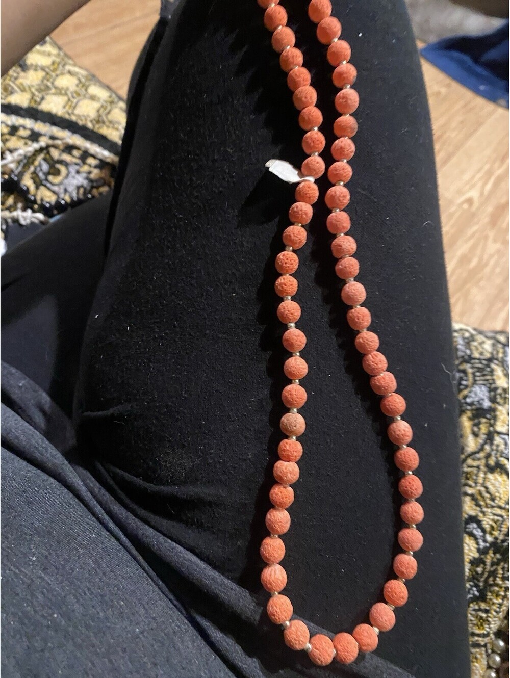 Orange Lava Rock Beaded Aromatherapy Strand Necklace